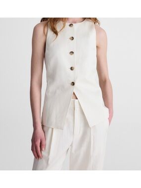 Madewell Crewneck Cutaway Vest in Drapey Twill in Vintage Cream Size 4